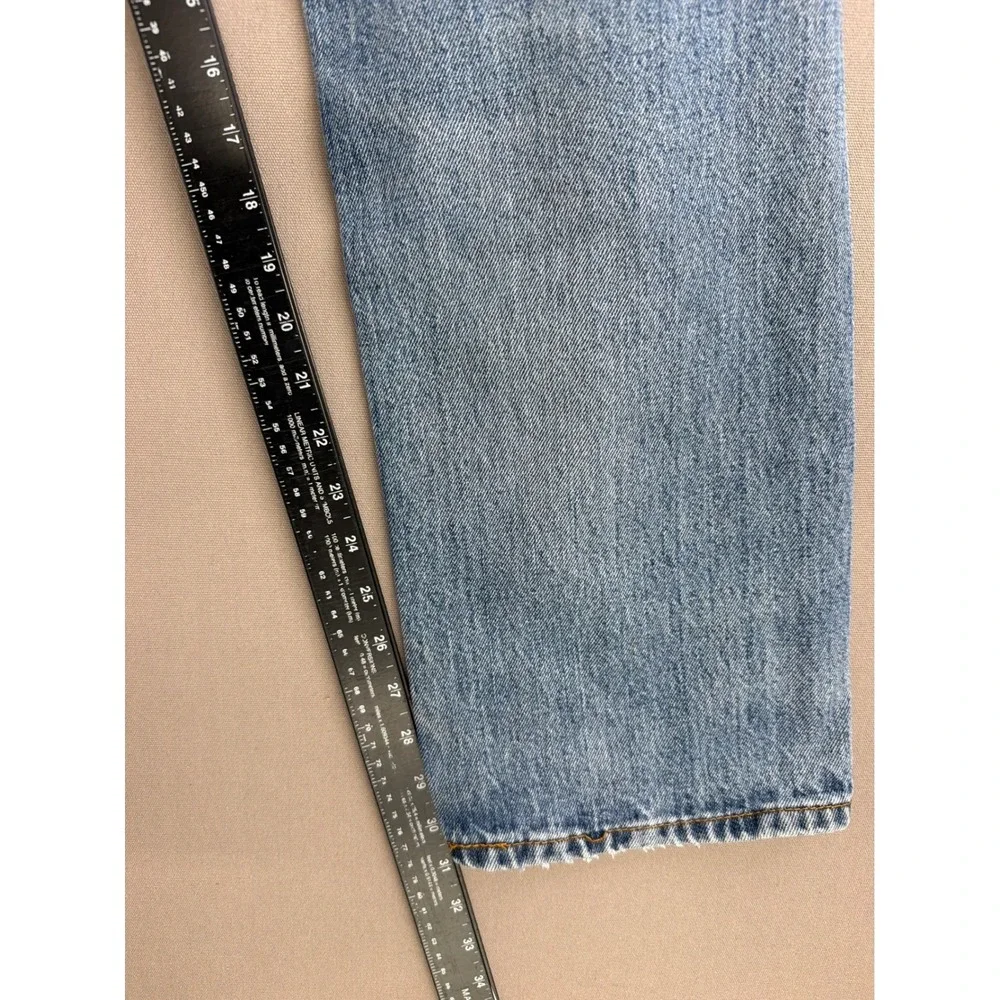 Levis 505 Regular Fit Straight Leg Jeans Light Wash Blue Distressed Mens 36x34